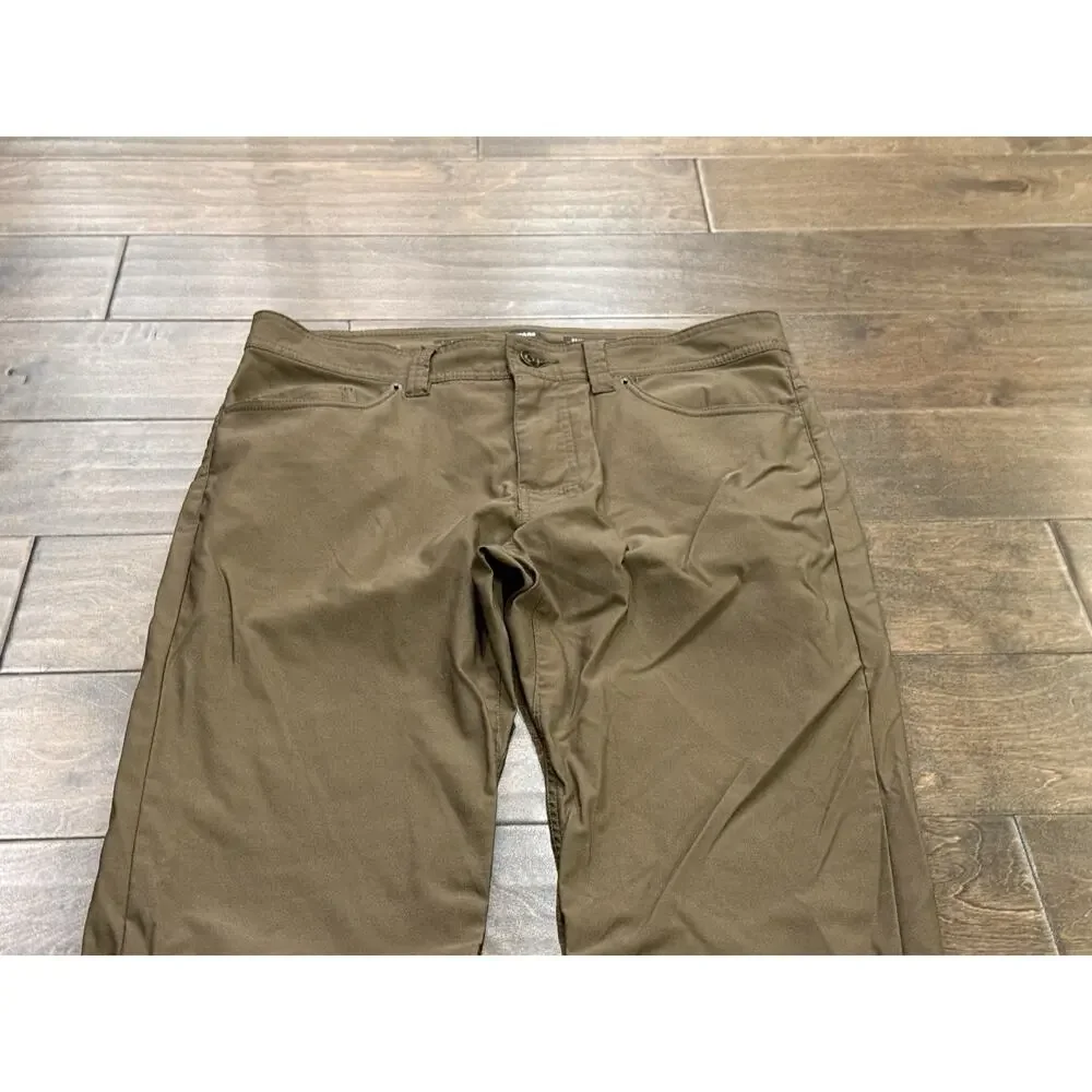 prAna Mens Brown Slim Fit 5 Pocket Straight Pants Size 33x32 Style# 1965551